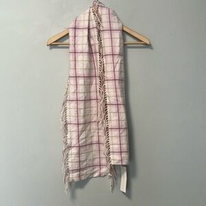 NWT Pure Cashmere Plaid Scarf with Pink and White Checkered Pattern